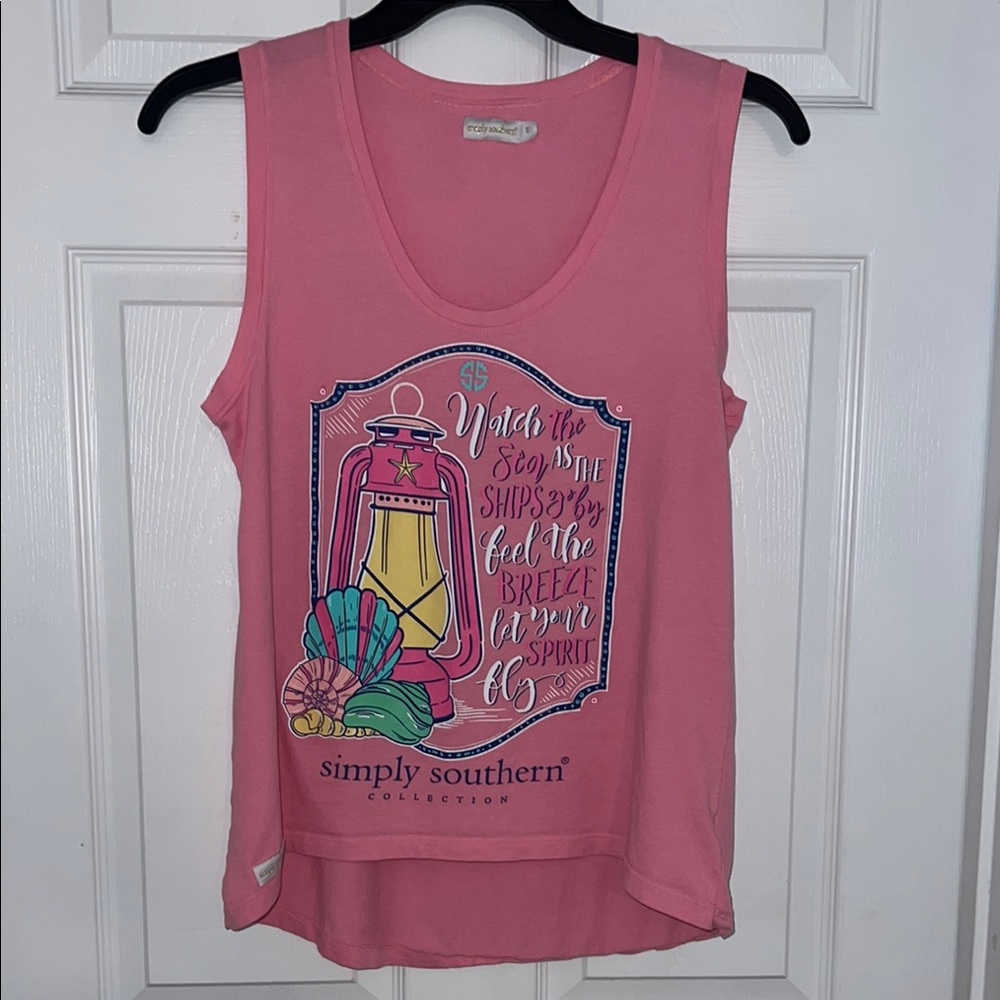 Simply Southern Pink Sleeveless Tank Top Size S